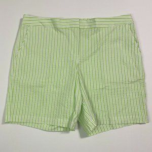 Izod Green and White Bermuda Shorts Tailored Cotton Blend